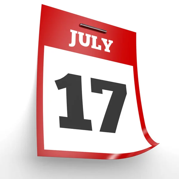 17 Ιουλίου. Ημερολόγιο σε λευκό φόντο. — Φωτογραφία Αρχείου