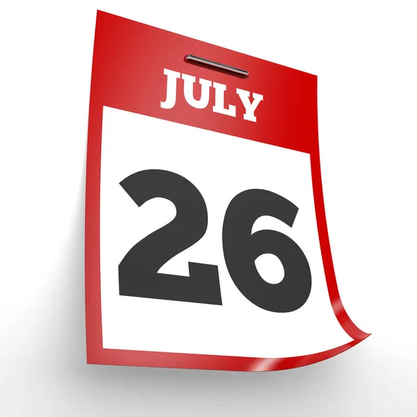 26 Juli. Kalender pada latar belakang putih . — Stok Foto