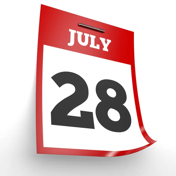 28 lipca. Kalendarz na białym tle. — Zdjęcie stockowe