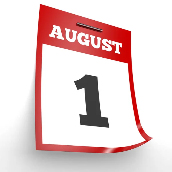 1 sierpnia. Kalendarz na białym tle. — Zdjęcie stockowe