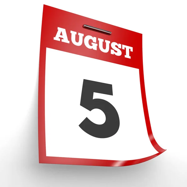 5 августа. календарь на белом фоне . — стоковое фото