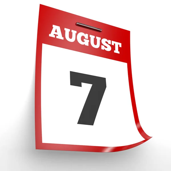 7 серпня. Календар на білому тлі . — стокове фото