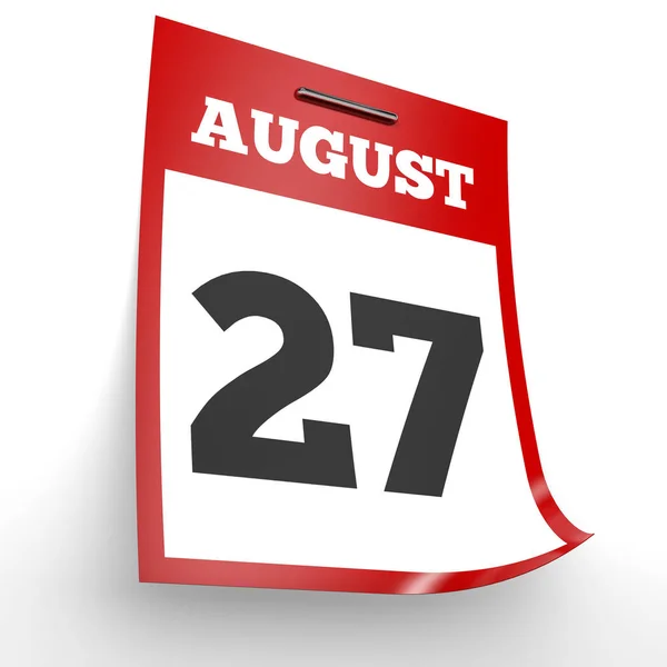 27 Αυγούστου. Ημερολόγιο σε λευκό φόντο. — Φωτογραφία Αρχείου