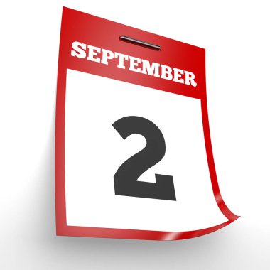 2 Eylül. Beyaz arka plan üzerinde takvim.