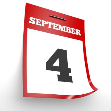 4 Eylül. Beyaz arka plan üzerinde takvim.