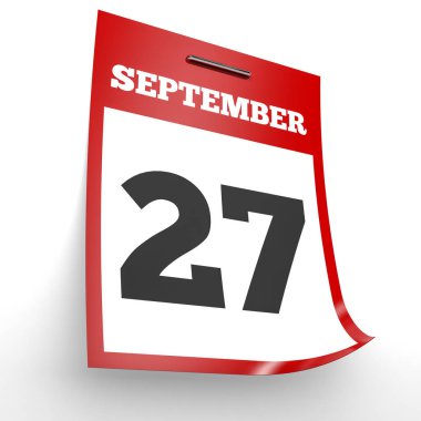 27 Eylül. Beyaz arka plan üzerinde takvim.
