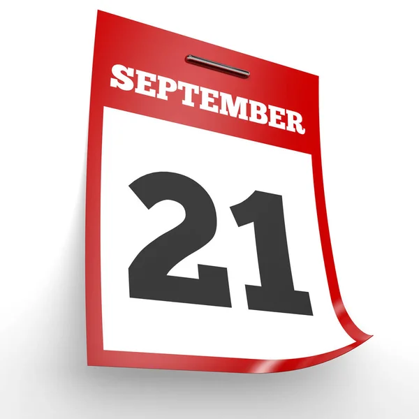 21 de septiembre. Calendario sobre fondo blanco . — Foto de Stock