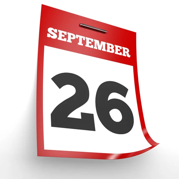 26 de septiembre. Calendario sobre fondo blanco . — Foto de Stock