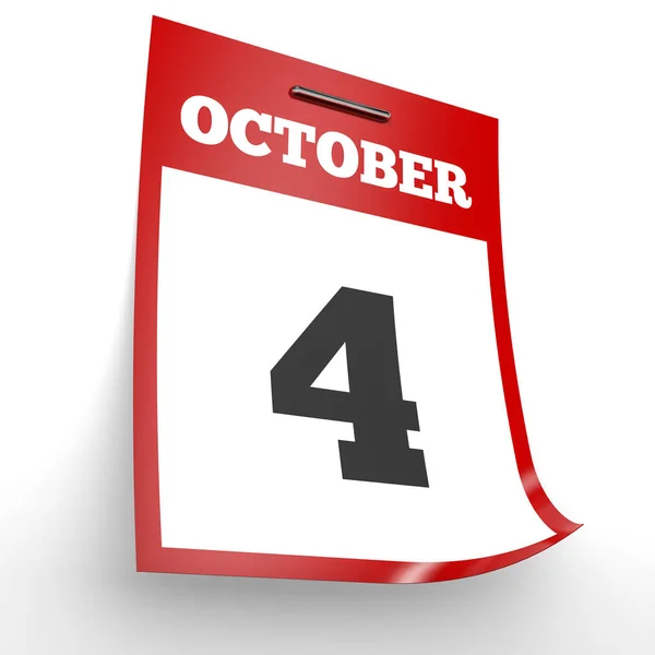 4 de octubre. Calendario sobre fondo blanco . —  Fotos de Stock