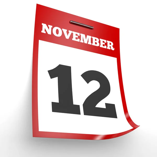 12 de noviembre. Calendario sobre fondo blanco . — Foto de Stock