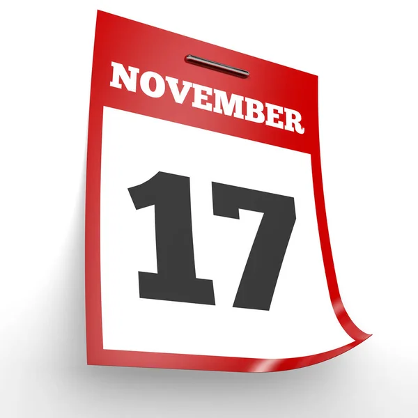 Στις 17 Νοεμβρίου. Ημερολόγιο σε λευκό φόντο. — Φωτογραφία Αρχείου