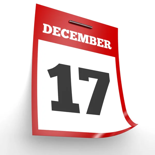 17 dicembre. Calendario su sfondo bianco . — Foto Stock