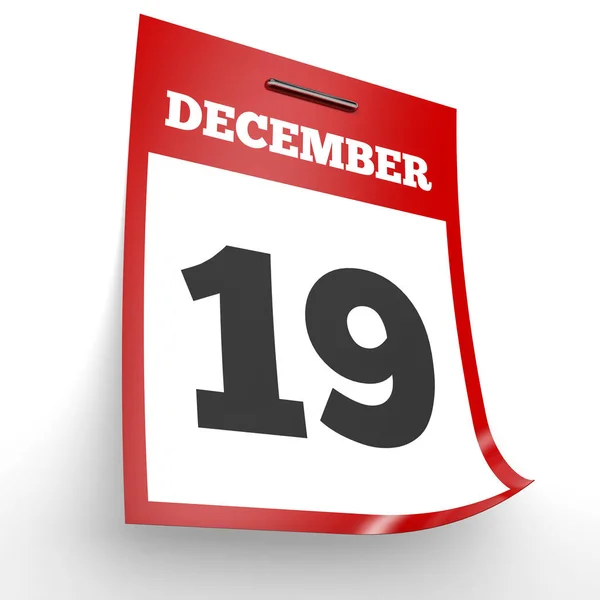 19 Δεκεμβρίου. Ημερολόγιο σε λευκό φόντο. — Φωτογραφία Αρχείου