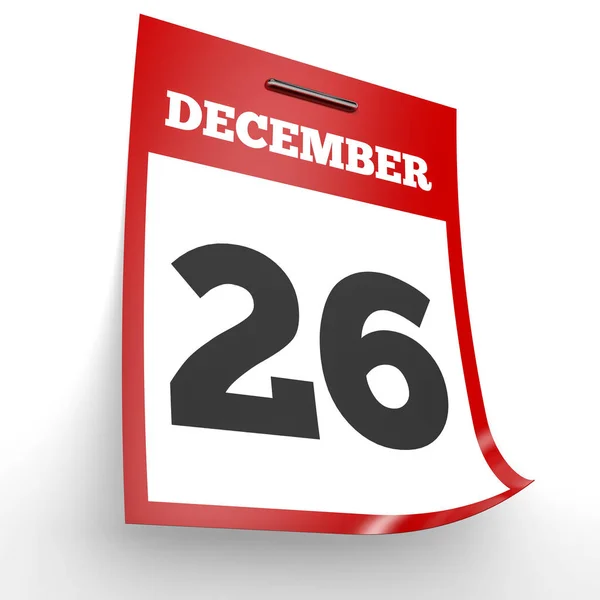 26 dicembre. Calendario su sfondo bianco . — Foto Stock