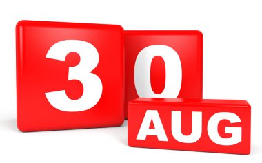 30 Ağustos. Beyaz arka plan üzerinde takvim.