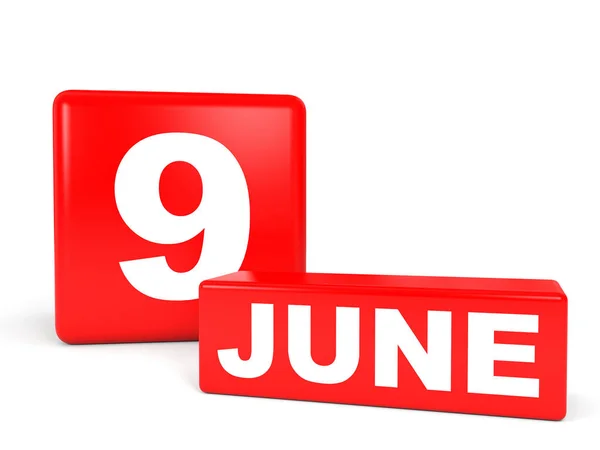 9 de junio. Calendario sobre fondo blanco . — Foto de Stock