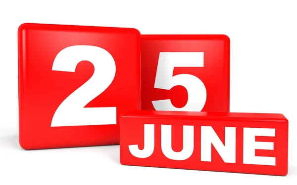 June 25. Calendar on white background. — Stock Photo, Image