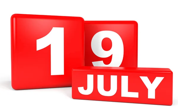 19 de Julho. Calendário sobre fundo branco . — Fotografia de Stock