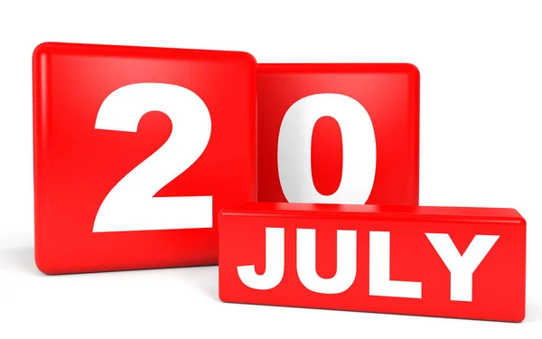 20 de julio. Calendario sobre fondo blanco . — Foto de Stock