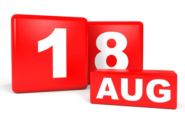 August 18. Calendar on white background. — Stock Photo, Image