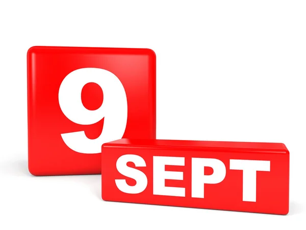 9 settembre. Calendario su sfondo bianco . — Foto Stock