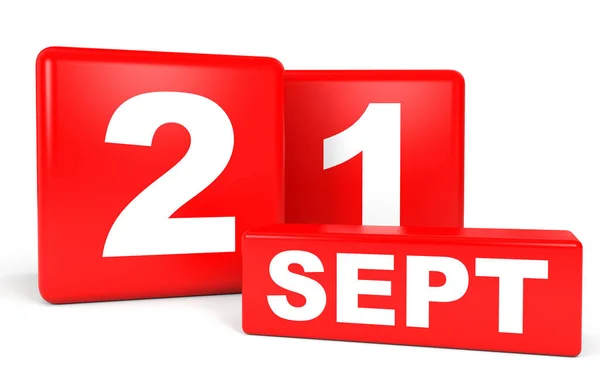 21 вересня. Календар на білому тлі . — стокове фото