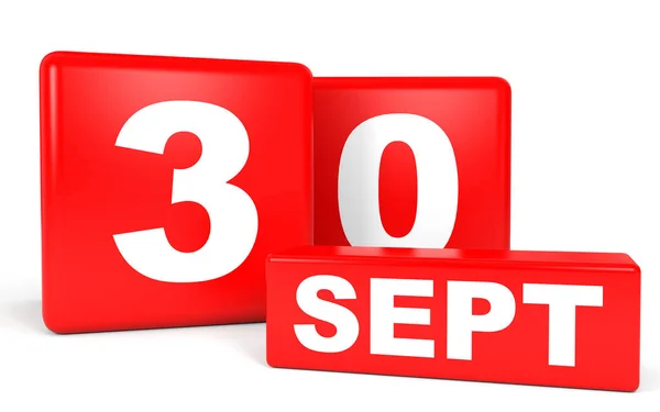 30. September Kalender auf weißem Hintergrund. — Stockfoto