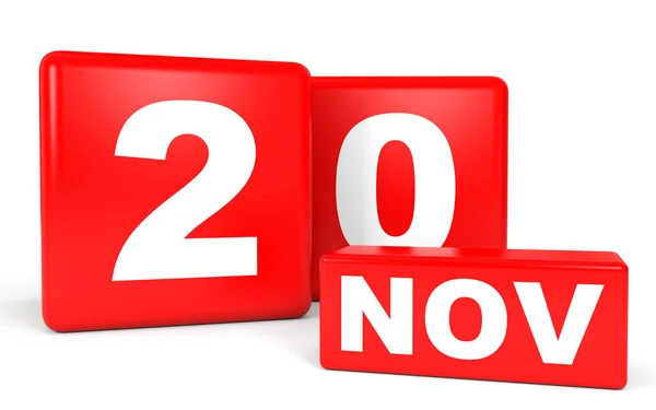 20. November Kalender auf weißem Hintergrund. — Stockfoto