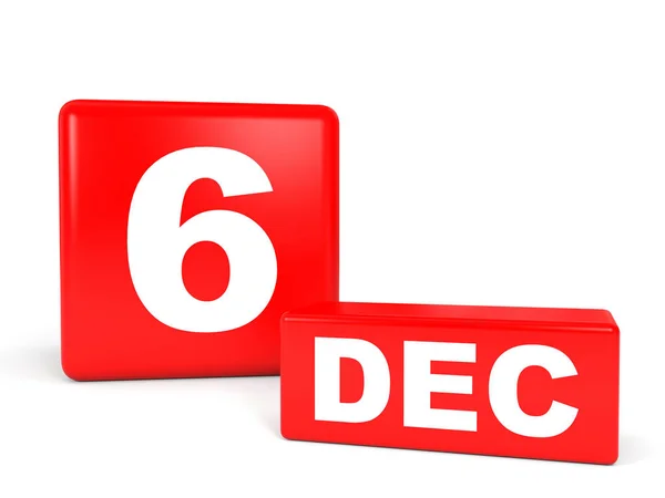 6. Dezember Kalender auf weißem Hintergrund. — Stockfoto