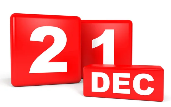 21 de diciembre. Calendario sobre fondo blanco . — Foto de Stock