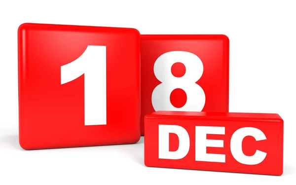 18 december. Kalender på vit bakgrund. — Stockfoto