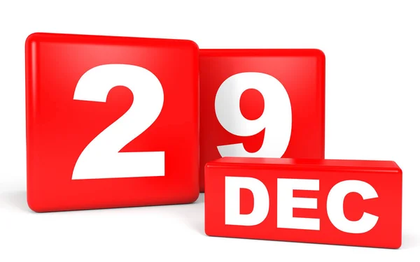 29 grudnia. Kalendarz na białym tle. — Zdjęcie stockowe