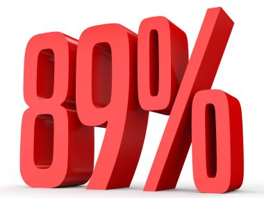 Eighty nine percent off. Discount 89 %.