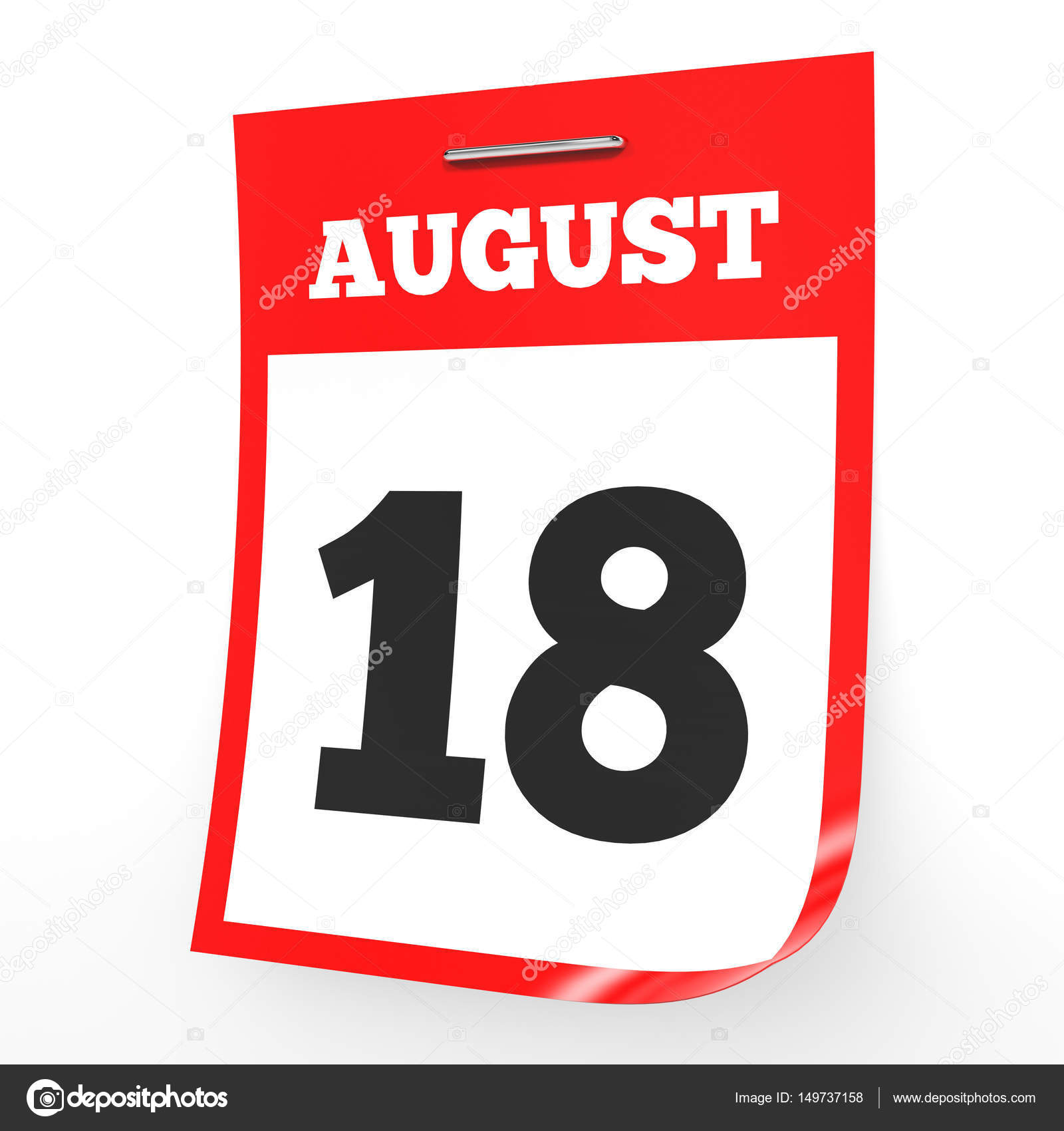 August 18 Calendar On White Background Stock Photo C Icreative3d 149737158