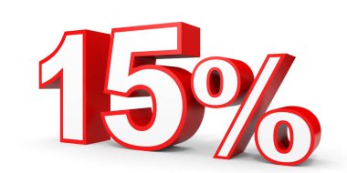 Fifteen percent off. Discount 15 %.