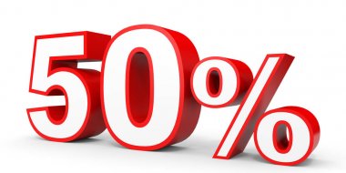 Fifty percent off. Discount 50 %.