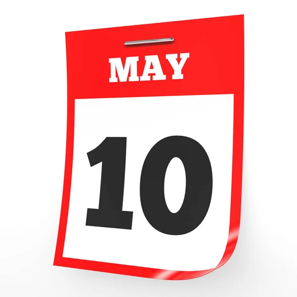 10 de mayo. Calendario sobre fondo blanco . —  Fotos de Stock