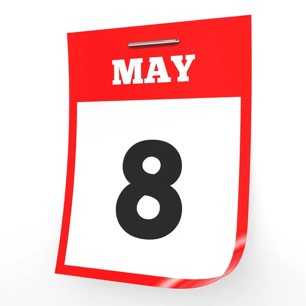 8 maggio. Calendario su sfondo bianco . — Foto Stock
