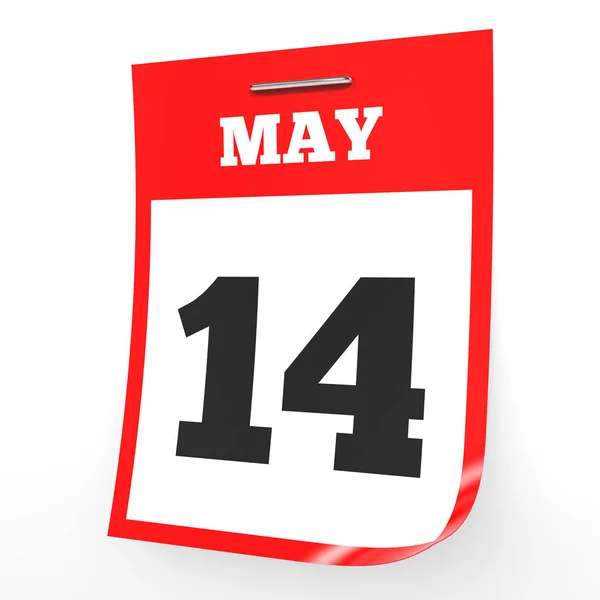 14 maggio. Calendario su sfondo bianco . — Foto Stock