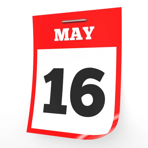 16. Mai Kalender auf weißem Hintergrund. — Stockfoto