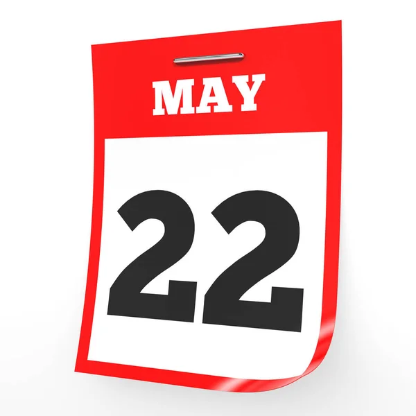22. Mai Kalender auf weißem Hintergrund. — Stockfoto