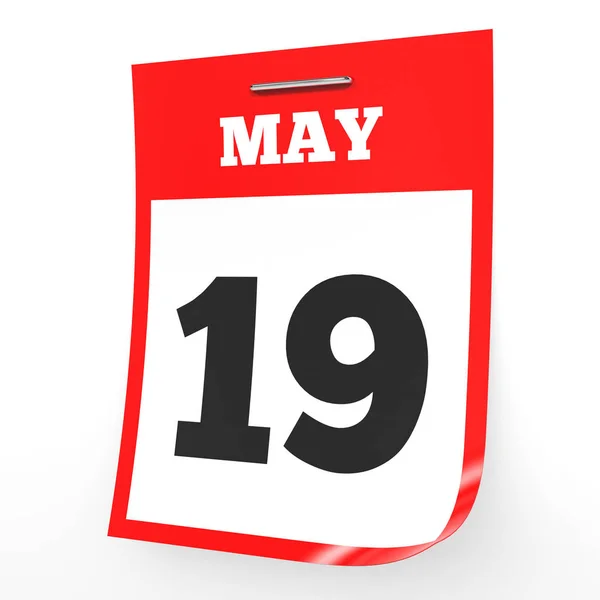 19 maggio. Calendario su sfondo bianco . — Foto Stock