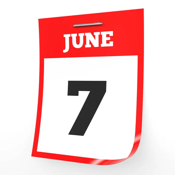 7 de junio. Calendario sobre fondo blanco . — Foto de Stock