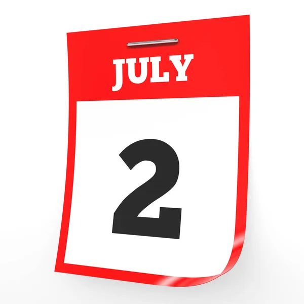 2 de julio. Calendario sobre fondo blanco . —  Fotos de Stock