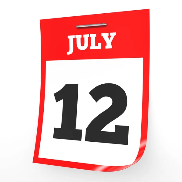 12 de julio. Calendario sobre fondo blanco . —  Fotos de Stock