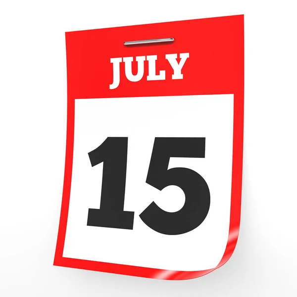 15 luglio. Calendario su sfondo bianco . — Foto Stock