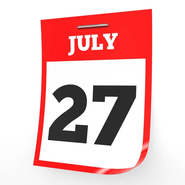 27 de Julho. Calendário sobre fundo branco . — Fotografia de Stock