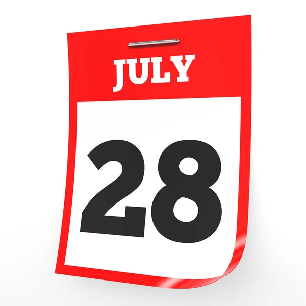 28 de julio. Calendario sobre fondo blanco . — Foto de Stock