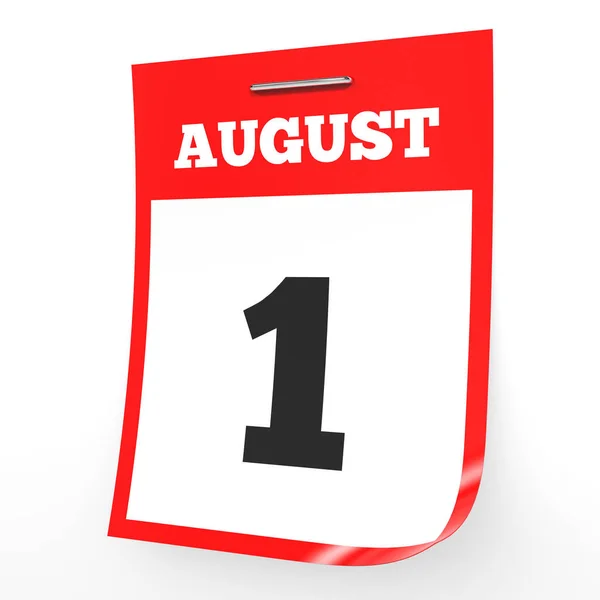 1 augusti. Kalender på vit bakgrund. — Stockfoto