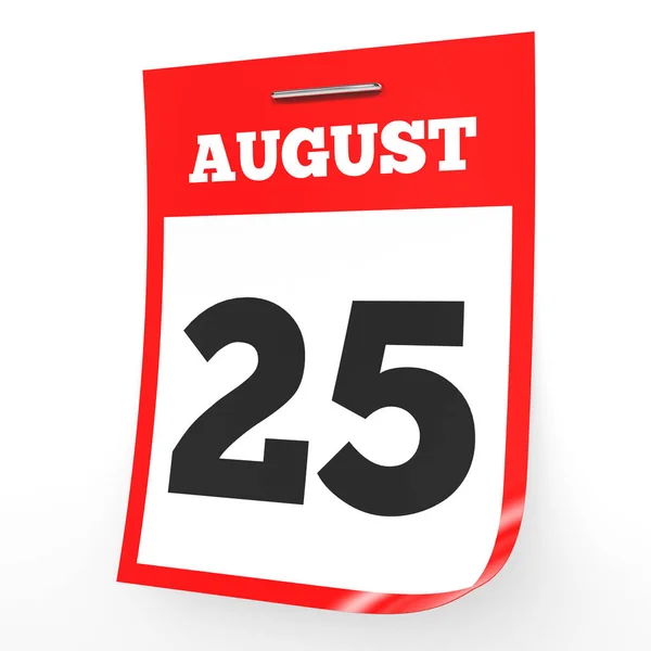 25 agosto. Calendario su sfondo bianco . — Foto Stock